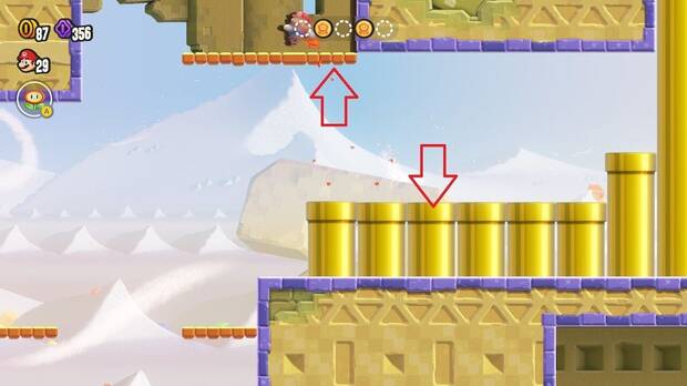 Super Mario Bros. Wonder - Localización de la Ficha Maravilla #3 en Partida de búsqueda - Parque de tuberías