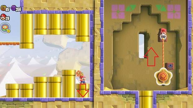 Super Mario Bros. Wonder - Localización de la Ficha Maravilla #4 en Partida de búsqueda - Parque de tuberías