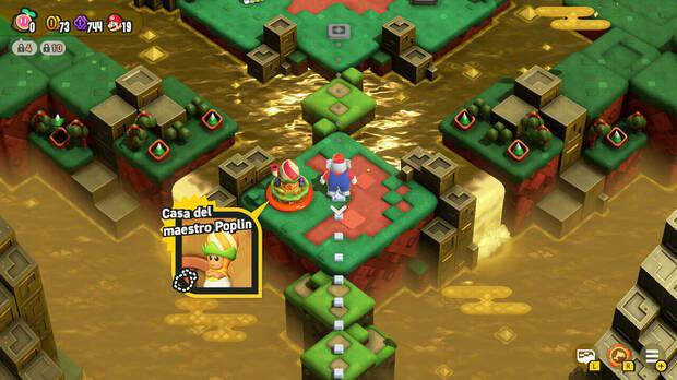 Super Mario Bros. Wonder - Nivel Casa del maestro Poplin del Mundo 3 Cascadas Doradas