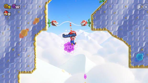 Super Mario Bros. Wonder - Localización de la Moneda púrpura #1 en Reto de insignia - Gorra paracaídas 2