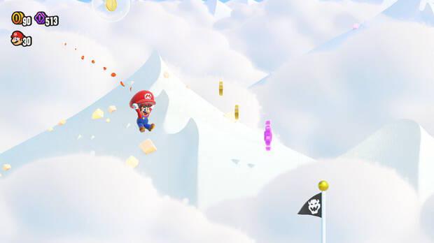 Super Mario Bros. Wonder - Localización de la Moneda púrpura #3 en Reto de insignia - Gorra paracaídas 2