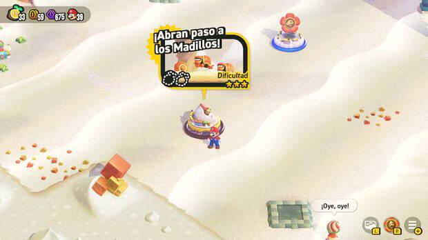 Super Mario Bros. Wonder - Nivel ¡Abran paso a los Madillos! del Mundo 4 Desierto Tostisol