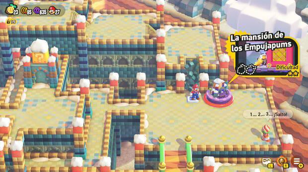 Super Mario Bros. Wonder - Nivel La mansión de los Empujapums del Mundo 4 Desierto Tostisol