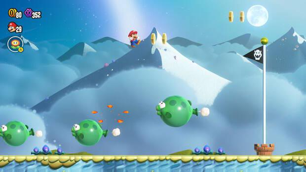 Super Mario Bros. Wonder - Cómo llegar a lo más alto del banderín de meta en Globoinks sobre las arenas blancas