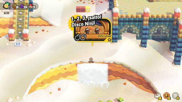 Super Mario Bros. Wonder - Nivel 1, 2, 3, ¡salto! Disco Ninji del Mundo 4 Desierto Tostisol