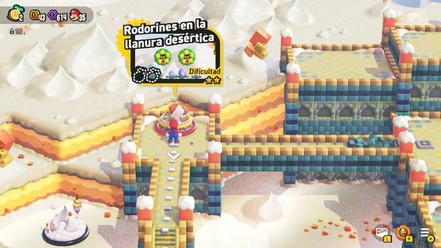 Super Mario Bros. Wonder - Nivel Rodorines en la llanura desértica del Mundo 4 Desierto Tostisol