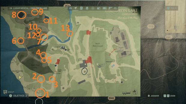 Alan Wake 2 - Mapa con los puntos de interés al final del Capítulo 3