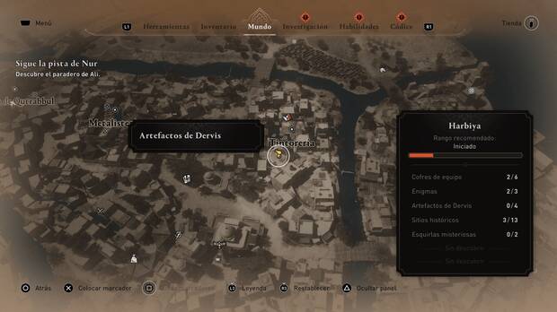 Assassin's Creed Mirage - Localización en el mapa del artefacto de Dervis Amuleto de Axum