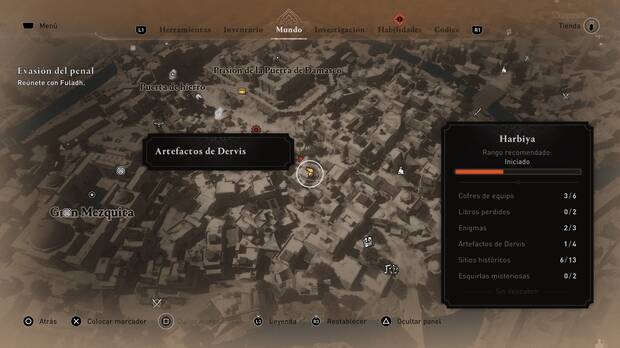Assassin's Creed Mirage - Localización en el mapa del artefacto de Dervis Placa votiva budista