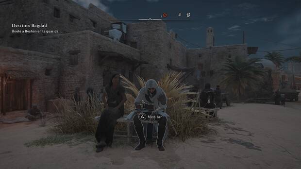Assassin's Creed Mirage - Sentarse en un banco para Meditar y cambiar la hora