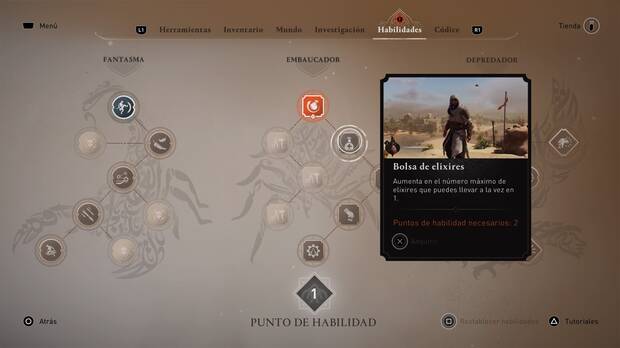 Assassin's Creed Mirage - Ampliar la bolsa de elixires