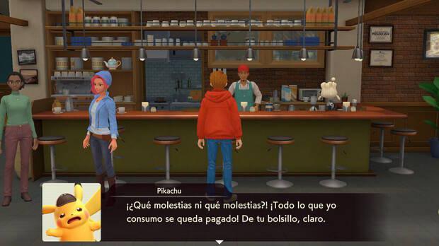 Pikachu ofrece pistas para la investigación en cualquier momento con solo pulsar un botón.