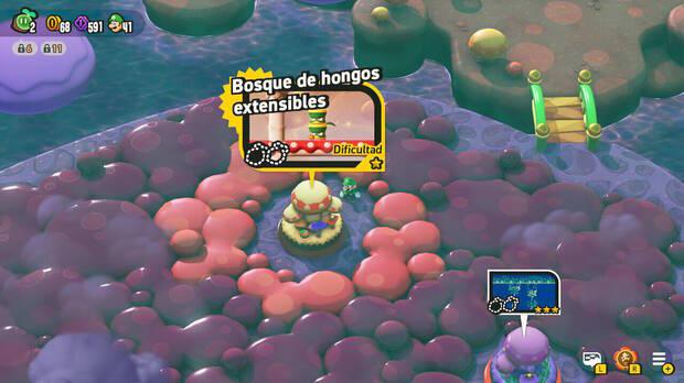 Super Mario Bros. Wonder - Nivel Bosque de hongos extensibles del Mundo 5 Minas Fungijí