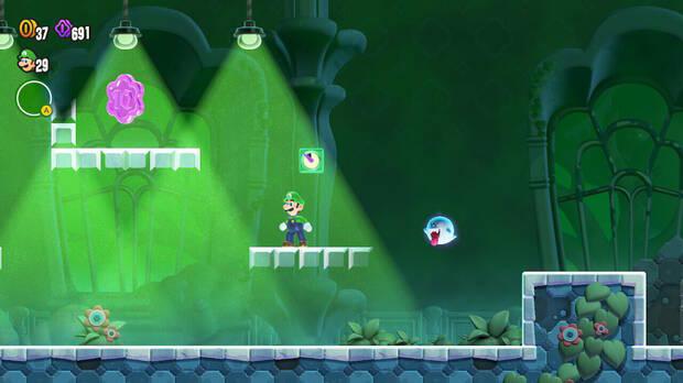 Super Mario Bros. Wonder - Localización de la Moneda púrpura #1 en Luces en la casa encantada