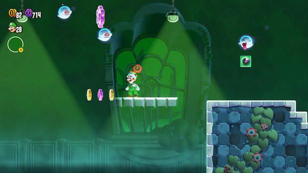 Super Mario Bros. Wonder - Localización de la Moneda púrpura #3 en Luces en la casa encantada