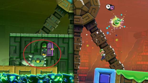 Super Mario Bros. Wonder - Localización de la Semilla maravilla #1 en Excavación central: Ruinas basculantes