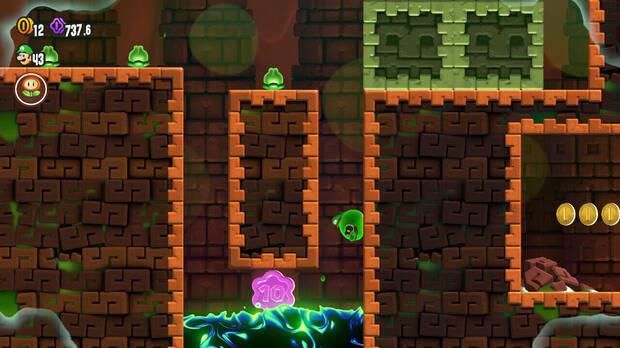 Super Mario Bros. Wonder - Localización de la Moneda púrpura #3 en Excavación final: Ruinas ponzoñosas