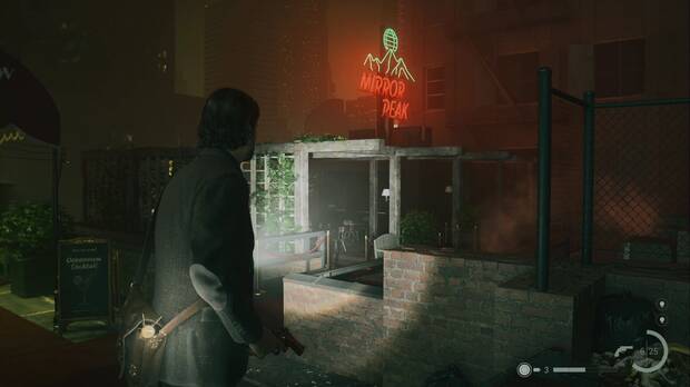 Alan Wake 2 - Terraza del Mirror Peak bar donde está la escopeta de dos cañones