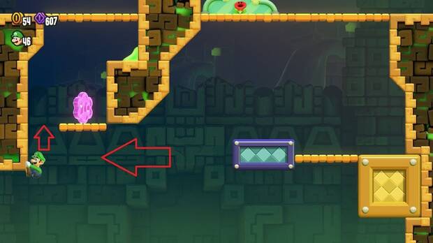 Super Mario Bros. Wonder - Localización de la Moneda púrpura #1 en Reto de insignia - Lanzaparras 1
