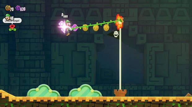 Super Mario Bros. Wonder - Cómo llegar a lo más alto del banderín de meta en Reto de insignia - Lanzaparras 1