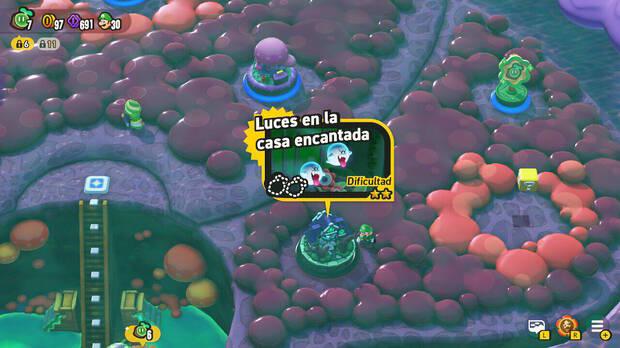 Super Mario Bros. Wonder - Nivel Luces en la casa encantada del Mundo 5 Minas Fungijí