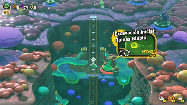 Super Mario Bros. Wonder - Nivel Excavación inicial: Ruinas Blublú del Mundo 5 Minas Fungijí