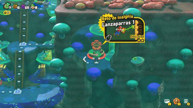 Super Mario Bros. Wonder - Nivel Reto de insignia - Lanzaparras 1 del Mundo 5 Minas Fungijí