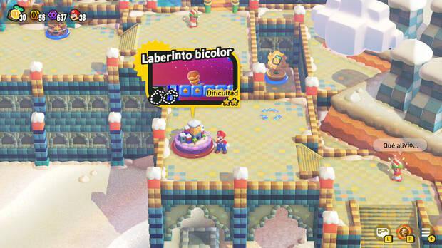 Super Mario Bros. Wonder - Nivel Laberinto bicolor del Mundo 4 Desierto Tostisol