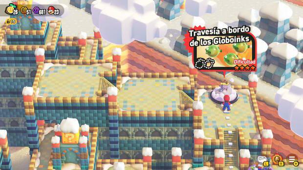 Super Mario Bros. Wonder - Nivel Travesía a bordo de los Globoinks del Mundo 4 Desierto Tostisol