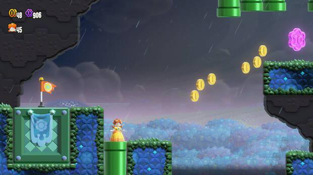 Super Mario Bros. Wonder - Localización de la Moneda púrpura #3 en Reto de insignia - Giro flotante 1