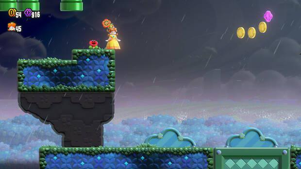 Super Mario Bros. Wonder - Cómo llegar a lo más alto del banderín de meta en Reto de insignia - Giro flotante 1