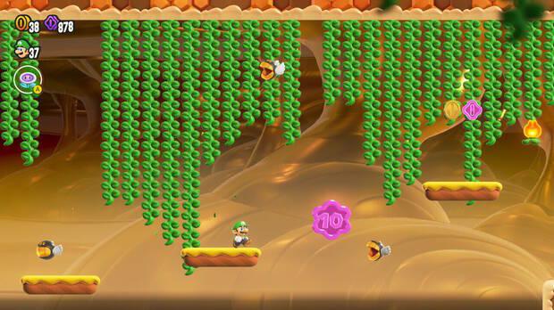 Super Mario Bros. Wonder - Localización de la Moneda púrpura #3 en La caverna de los Ñac-ñacs