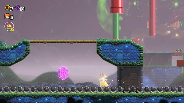 Super Mario Bros. Wonder - Localización de la Moneda púrpura #2 en El vergel de las plantas carnívoras