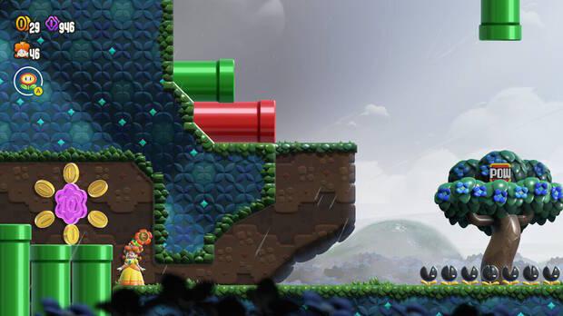Super Mario Bros. Wonder - Localización de la Moneda púrpura #3 en El vergel de las plantas carnívoras