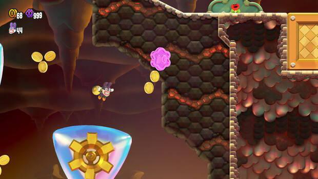 Super Mario Bros. Wonder - Localización de la Moneda púrpura #3 en Reto de insignia - Giro flotante 2