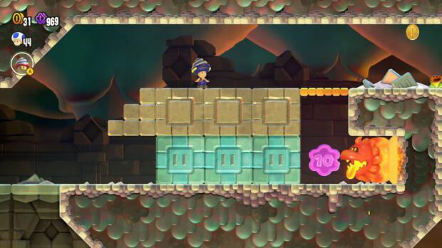 Super Mario Bros. Wonder - Localización de la Moneda púrpura #3 en Ruinas Lavonchof a simple vista