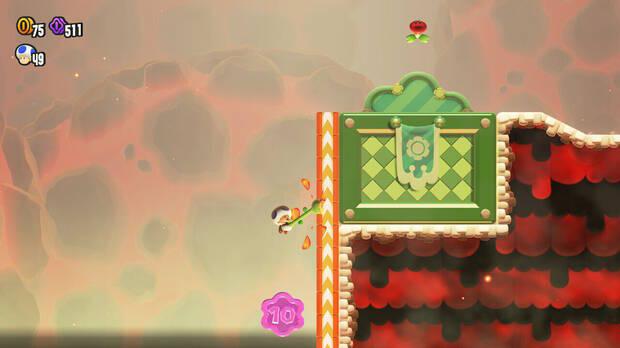 Super Mario Bros. Wonder - Localización de la Moneda púrpura #3 en Reto de insignia - Lanzaparras 2