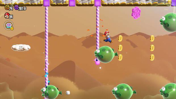 Super Mario Bros. Wonder - Localización de la Moneda púrpura #2 en Especial Tostisol: Bloques extensibles