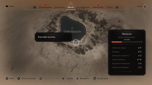 Assassin's Creed Mirage - Localizacin en el mapa del oasis del norte y la entrada secreta a la cmara