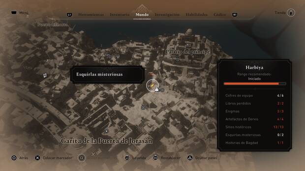Assassin's Creed Mirage - Localización en el mapa de la esquirla misteriosa 1 en Harbiya