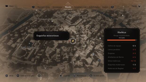 Assassin's Creed Mirage - Localización en el mapa de la esquirla misteriosa 2 en Harbiya