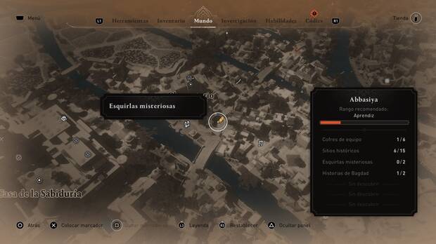 Assassin's Creed Mirage - Localización en el mapa de la esquirla misteriosa 5 en Abbasiya