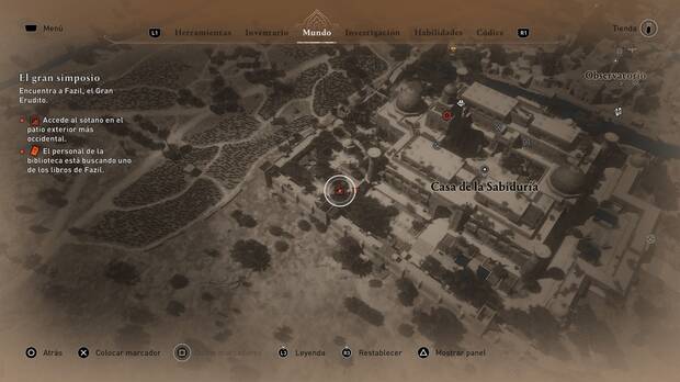 Assassin's Creed Mirage - Localización en el mapa de la entrada oculta al sótano de la Casa de la Sabiduría