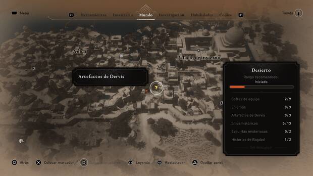 Assassin's Creed Mirage - Localización en el mapa del artefacto de Dervis Estauroteca