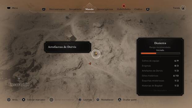 Assassin's Creed Mirage - Localización en el mapa del artefacto de Dervis Penique Kissi