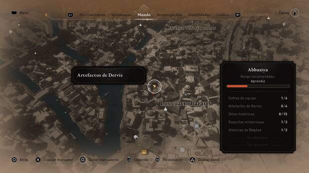 Assassin's Creed Mirage - Localización en el mapa del artefacto de Dervis Cajita china
