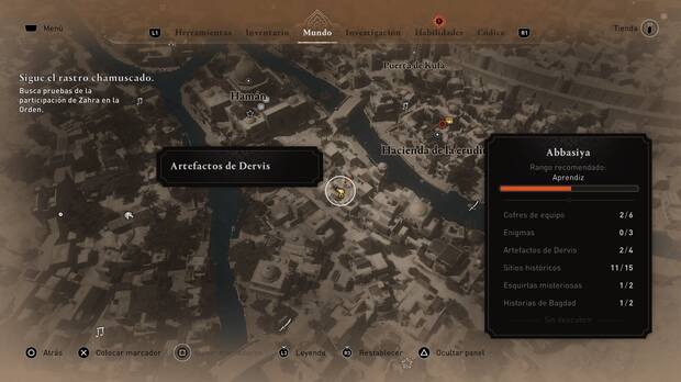 Assassin's Creed Mirage - Localización en el mapa del artefacto de Dervis Incensario Tang