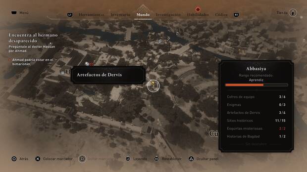 Assassin's Creed Mirage - Localización en el mapa del artefacto de Dervis Olíbano