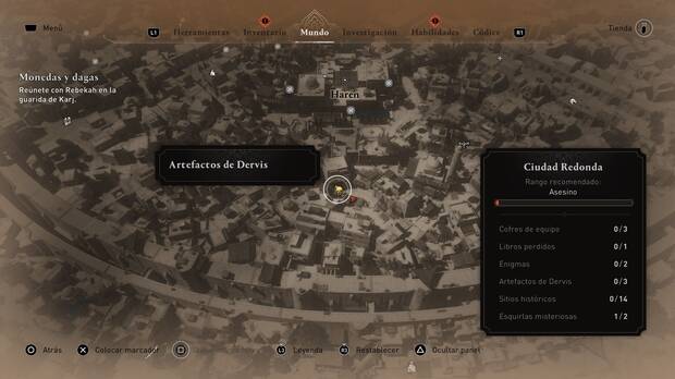 Assassin's Creed Mirage - Localización en el mapa del artefacto de Dervis Incensario copto