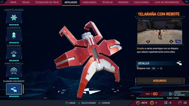 Marvel's Spider-Man 2 - Artilugios: Telaraña con rebote